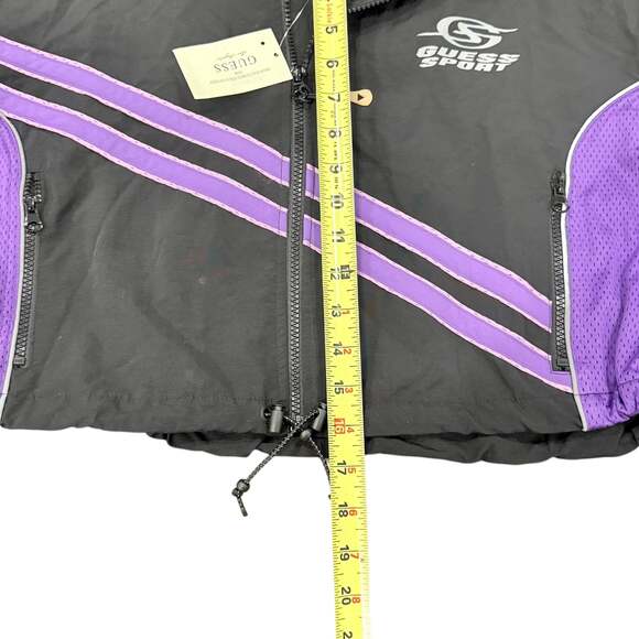 Women’s Vintage 90s Guess Sport International Track Jacket Black Purple sz M - Picture 6 of 6